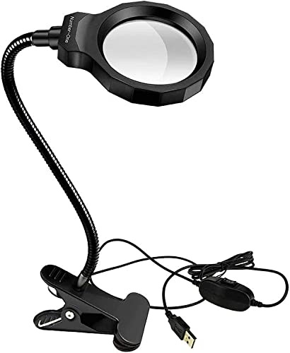 HJMMWT Gli Occhiali di ingrandimento per Hobby, 3X Luce Diurna di ingrandimento con Morsetto in Metallo, Lente ingranditore Ottico Illuminato, Ricaricabile Doppio Comfort