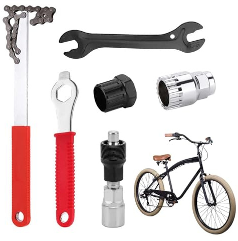 Bike Chain Removal Tool Kit, 6Pcs Bicycle Repair Tool Kit, Hub Cone Wrench | Include Crank Extractor Wrench, Bicycle Flywheel Chain Sprocket Remover Bottom Bracket & Cassette Lockring Removal Tool