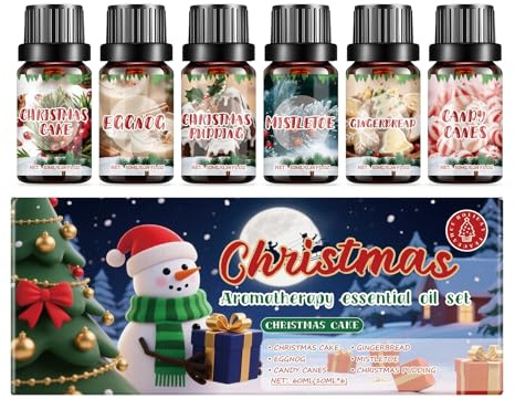 Weihnachten Ätherische Öle Set für Diffuser, Naturrein Aromatherapie Duftöl für Diffusor 6 x 10ml – Feiertags-Geschenkset Für Damen Herren Schlechtes Büro Yoga Meditation Schlafzimmer