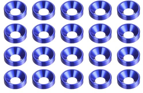 QUARKZMAN 20 Piezas Arandelas Avellanadas M5 Aleación Aluminio Anodizado Arandelas Acabado Arandelas Para Tornillos Para Piezas Accesorios Azul