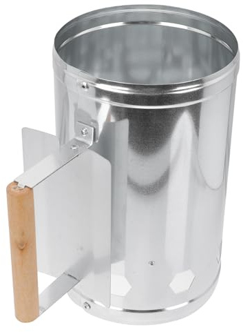 NIYANGLE Secchio Accendifuoco per Carbone Metallico Pannello Isolante Termico Spesso, Rinforzo a Vite Extra Resistente, Prese D’Aria Multiple per Accensione Rapida, per Barbecue, Campeggio