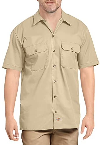 Dickies Short Sleeve Work Shirt-P Chemise Longue à Bouton d'utilité Professionnelle, Sable du désert V1, XL Homme