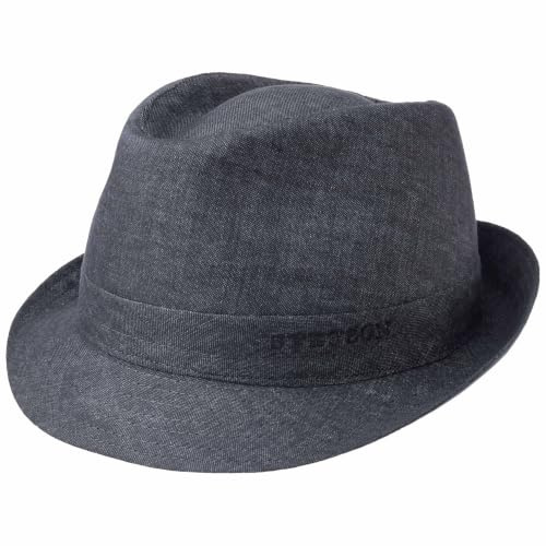 Stetson Geneva Trilby Hut Made in Italy Damen Herren Frühling Sommer Denim 57 cm