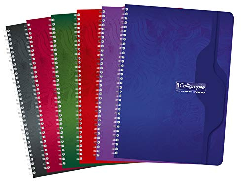 Calligraphe 2416C Un Cahier à Spirale (une Marque de Clairefontaine) - A4 21x29,7 cm - 180 Pages Grands Carreaux - Papier Blanc 70 g - Couverture Carte Recyclée Vernie - Couleur Aléatoire