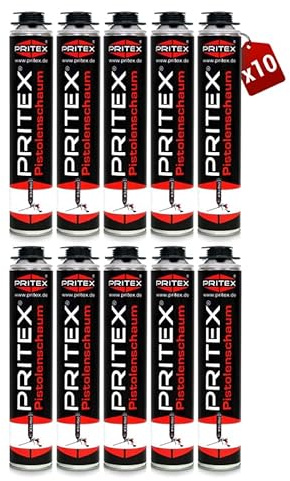 PRITEX Pistolenschaum 10x 750ml, Montageschaum für Bauschaumpistole