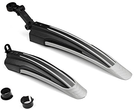 Fahrrad-Schmutzfänger-Set (Schutzblech) für Vorder- und Hinterrad, geeignet für MTB- und Straßenrad, Black Grey