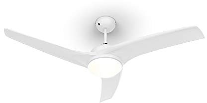 Klarstein Figo Ventilatore da soffitto - 2 in 1: ventilatore & plafoniera (2 x 42 W), Diametro: 52 (132 cm), 3 pale, Portata d'aria: 9.018 m³/h, 2 direzioni di rotazione, 3 velocità, bianco