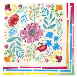 Talking Tables Pack de 20 Serviettes en Papier Jetables Colorées Florales Boho pour BBQ Pique-Nique Anniversaire Enfant Fête Estivale 33CM 20PK BOHO-NAPKIN-FLORAL