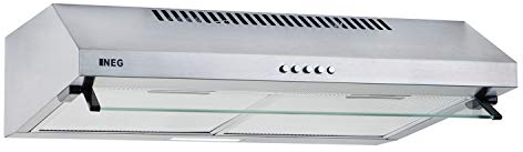 NEG Dunstabzugshaube NEG15-ATS+ (Silber) Edelstahl-Unterbau-Haube mit Doppelmotor (Abluft/Umluft) und LED-Beleuchtung (60cm) Unterschrank- oder Wandanschluss