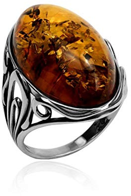 Ian and Valeri Co. Amber Sterling Silver Large Oval Ring