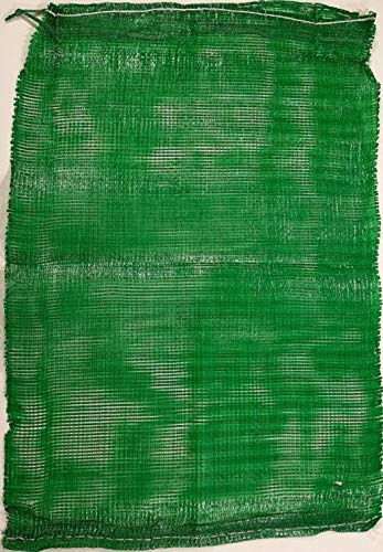 Forest Master Large (55cm x 80cm) Green Polypropylene Drawstring Mesh Storage Net Bags for Fruit + Vegetables, Firewood or Logs - Cabbage Bags for Storing - Leno Net Sacks for Peppers - 25