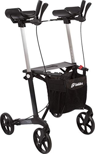 FabaCare Arthritis Rollator Tiger mit Schleifbremse, Unterarmrollator, gepolsterte Armauflagen, höhenverstellbarer Arthritsrollator, bis 150 kg, Anthrazit