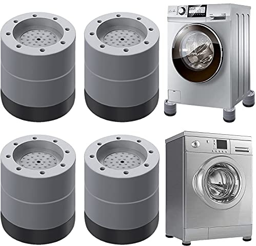 4 Stück Waschmaschine Fußpolster, 6cm Schwingungsdämpfer Waschmaschine Füße Pad Verstellbares Gummi-Vibrationsdämpfer, für Rutschfeste Und GeräUschreduzierende (Grau)