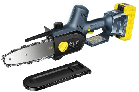FANZTOOL Mini Kettensäge mit Akku 20 V,Kettensäge Akku mit Bürstenloser EC-Motor und Schnell Ladekabel，Leichtgewicht 1,8 kg, 3,600 rpm,Autoschmierung