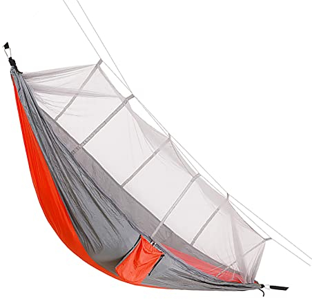 Camping Hammock Mit Net Nylon-Fallschirm Ultralight Single HäNgematte Wandern Backpacking Strand Abenteuer