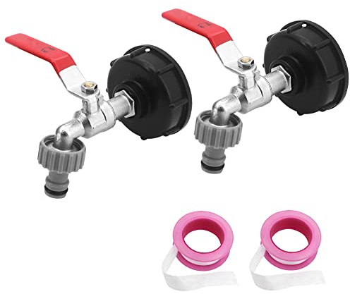 Yuhtech 2 Pcs IBC Tank Adapter S60 x 6 IBC Tap Fitting Replacement Valve Fitting Parts to 1/2 Hose Connector Garden Tap Water Butt Storage Tank Hose Fitting Parts