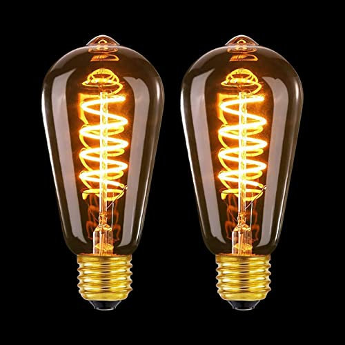 MLOQI 2 Pack E27 Screw Bulb Vintage Edison LED Light Bulbs, 4W,2200K, E27 Squirrel Cage Shaped LED Dimmable Bulbs Antique Style Warm Glow