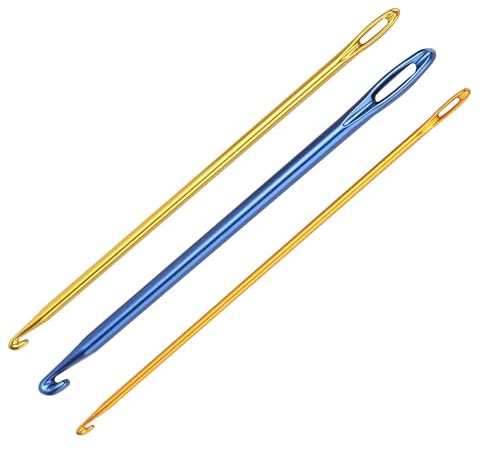 Cyrank 3 Stück Knooking Nadel, Aluminium Häkennadel Stricknadel Mit Öse Für DIY-Weben, Strickwerkzeug, Tunesische Häkelnadel Aus Aluminium, Nähzubehör