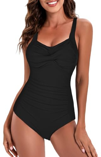 Durio Badeanzug Damen Bauchweg Badeanzug für Damen Wickeloptik Bauchweg Push Up Einteilige Sexy Shape Bademode Swimsuit