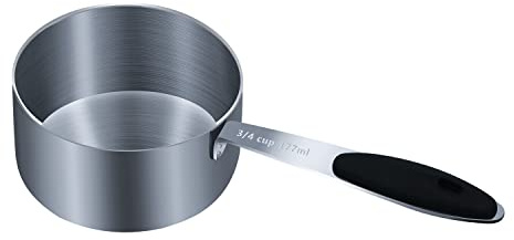LEIFENY Tasse à mesurer 3/4 (12 cuillères à soupe | 177 ml | 177 ml | 170 ml | Tasse à mesurer en acier inoxydable, tasse à mesurer en métal, gadgets de cuisine pour la cuisine