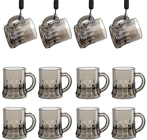 Lot de 12 verres à liqueur avec anse en plastique, 3 cl noirs, pour fête, enterrement de vie de jeune fille, carnaval, fête à thème