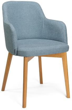 Dublino Esszimmerstuhl Ramona - 1.Stück - Esstisch Stuhl in Blau mit Armlehne - Küchenstuhl - Posterstuhl - Essstuhl/Esstischstuhl für Küche, Wohnzimmer, Esszimmer, Büro - Primo 73