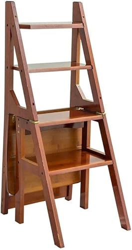 BODHIS Tabouret d'escalade d'intérieur, escabeaux, échelle Pliable Domestique Multifonction, Chaise de créativité Vintage, escabeau en Bois Massif (#1)