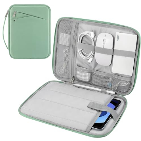 MoKo 9-11 Zoll Tablet-Hülle Tragetasche mit Griff, Gepolsterte schützende Reisetasche für Neue 11 Zoll iPad Air M3 2025, iPad A16 11“, iPad Pro 11 M4, iPad 10/9/8/7th, Tab S9/S8 11, Bodhi Grün