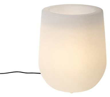 QAZQA - Modern Smart Outdoor Stehleuchte I Stehlampe I Standleuchte I Lampe I Leuchte Blumentopf weiß IP44 inkl. Wifi A60 - Flowerpot Dimmer I Dimmbar I Außenbeleuchtung - Kunststoff Rund - LED geeign