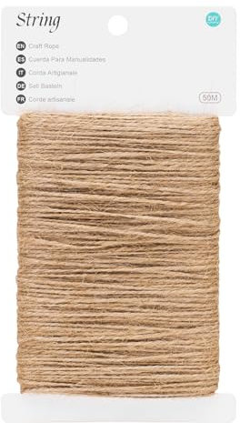 KINGLAKE Juteschnur 2mm, 50m Paketschnur, Juteband Natur, Jute Schnur, Strick Jutegarn, Hanfschnur, Gartenschnur Pflanzschnur, Jutekordel, Bindfaden Bastelschnur für Garten und Dekoriere