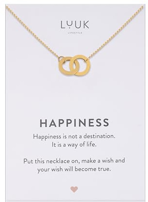 LUUK LIFESTYLE Modern pendant necklaces for women, Small Gift Ideas, Saturn|Ballet|Boat|Sport|Geometric Shapes etc, Stainless steel 14K silver plated, with HAPPINESS Card, Silver|Gold|Rose Gold
