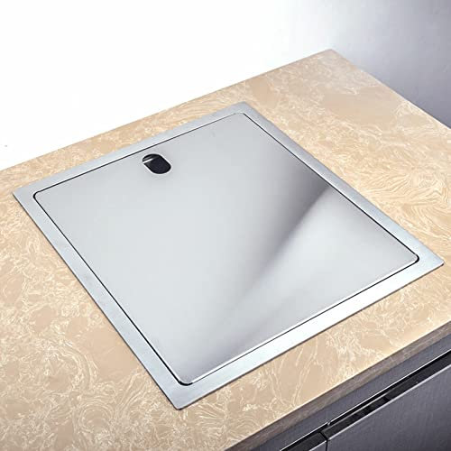 Fregadero de cocina con barra oculta, grifo comercial de un solo tazón con drenaje, grifo plegable para cocina, grifo plateado con borde de doble capa con tubo de drenaje, tamaño pequeño, acero inoxid