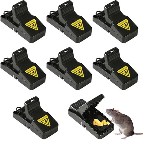 Set di 8 trappole per topi, trappole per topi riutilizzabili, trappole a scatto con esca, vincitrice del test sulle efficaci per interni e giardino