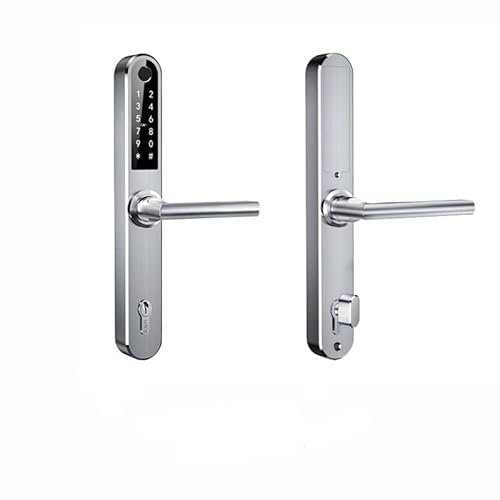 SMARTPASS Elektronisches Türschloss mit Fingerabdruck, Telefon, Code, Karte, Schlüssel, App-Kontrolle, Bluetooth, Wi-Fi, Modell Monaco C92, Silber