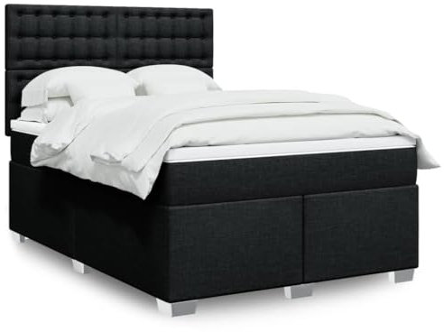 qohoio Boxspringbett mit Matratze Schwarz 160x200 cm Bett Boxspringbett Schlafzimmer MöBel Betten Bett Mit Matratze Stoff - 3292855