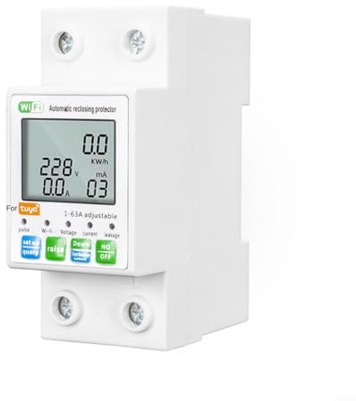HOHOVYVY Stromzähler Hutschiene,Für Tuya WiFi Smart Reset Protector Schalter Strom Breaker Meter AC80-300V