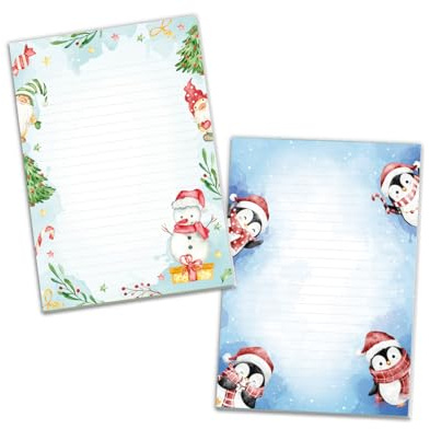 2 Blöcke Weihnachtsmotiv Notizblock Schreibblock Weihnachtsbriefpapier Brief an Weihnachtsmann schreiben liniert Kinder Mädchen Jungen (2 Blöcke/Variante 4 mit je 25 Blätter in A5-Format)