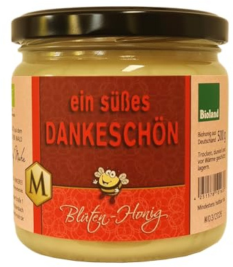 Josef Muhr Blütenhonig „ein süßes DANKESCHÖN“ 500 g BIOLAND – Deutscher Bio Blütenhonig, mild & aromatisch, cremig & naturbelassen – liebevolle Geschenkidee im Glas