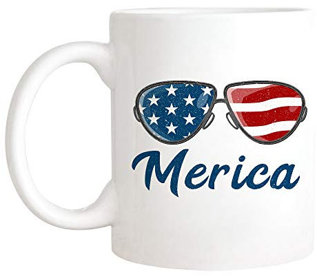 Tasse Niedliche Amerikanische Flagge Am 4. Juli, Lustiger Unabhängigkeitstag Der Vereinigten Staaten Von Amerika Kaffeebecher Lustig Keramik-Tasse Mehrfarbig Bürotasse Für Arbeit Familie 330ML