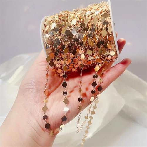 OXOLAMRIN Bunte Kettenglied-Rollen, Handarbeit Farbe Kette ， 2 Meter 1 Meter Gliederketten Charms Ketten for Halskette Armband Schmuckherstellung DIY Zubehör(6,1meter)