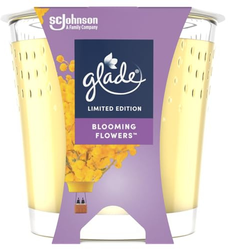 Glade Jar Candle, Scented Candle Infused with Essential Oils, Up to 27 Hour Burn Time, Blooming Flowers, 112g