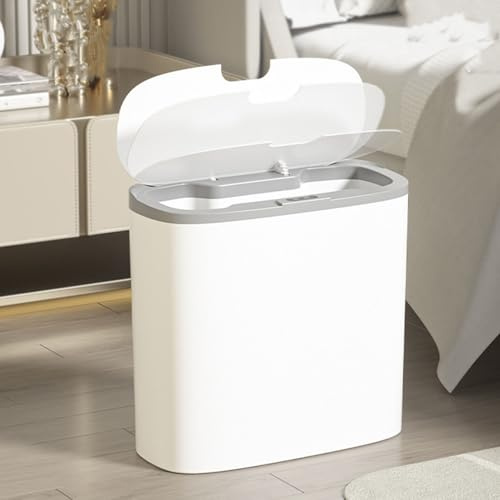 Depisuta Poubelle à Capteur de Mouvement Automatique 14 L, Poubelle à Capteur de Mouvement Infrarouge sans contacts, Poubelle de Salle de Bain avec Couvercle, Poubelle Automatique,
