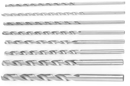 Extra Langes HSS-Bohrer-Set, 8-teiliges Spiralbohrer-Bits für Aluminium, Holz und Kunststoffe, Ideal für die Meisten Bohrarbeiten, 4 Mm – 10 Mm Durchmesser. X 200 Mm mit