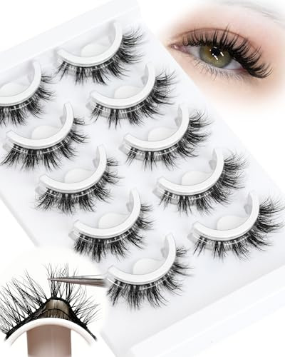 Obeyalash Pre Glued Eyelashes Fluffy Lashes Self Adhesive Lashes-6D35 | No Glue Eyelashes 5 Pairs Pack Reusable and Soft Press on DIY No Glue Needed