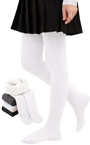 CheChury Medias Niñas Invierno Medias Termicas Opacas Media Forro Polar Niñas Media Warm Color Carne Mallas Térmicas Elásticas Doble Forro Leggings Cintura Alta Sin Costura Leotardos de Ballet Niña