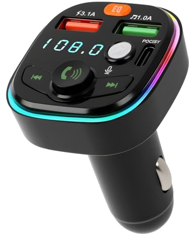 PD 20W QC3.0 Bluetooth 5.3 Car Transmitter, Bluetooth Transmitter Receiver, Dual USB Charging, Fast Car Charger, Cancelling Hands, Music MP3 Player, Universal Car Adapter