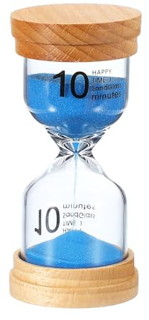 PATIKIL 10 Minute Sand Timer, Wooden Sand Watch High Glass Sandglass Timer for Living Room Kitchen Home Office Restaurant Decoration, Blue