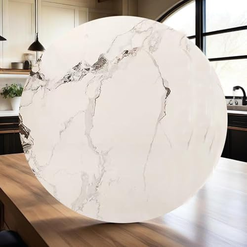 Plateau de service rond en marbre naturel de 60 cm pour table de salle à manger, parfait pour recevoir et servir des aliments