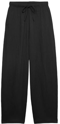 Marks & Spencer Pantalon texturé Coupe Carotte à Taille élastique Noir UK 12 (EU 40)