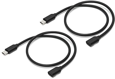Generic Câble D'extension Mâle à Femelle de Type C, Connecteur d'alimentation PD, Forte Performance pour Divers Appareils, Noir, 2 Pièces (1,5 m / 4,9 Pieds)